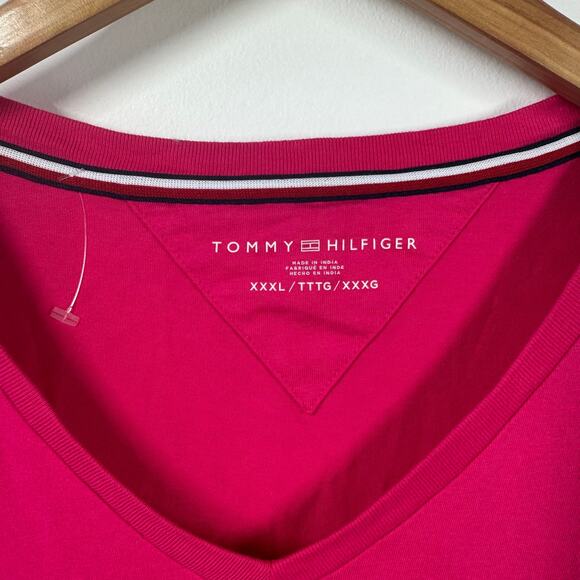 Tommy Hilfiger Shirt Men XXXL Pink Nantucket Short Sleeve 100% Cotton Minimal - Picture 4 of 7